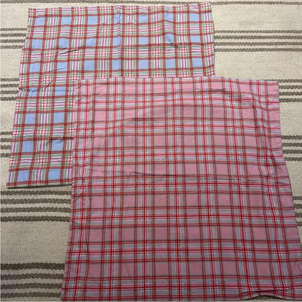 2 IKEA plaid euro shams 26”